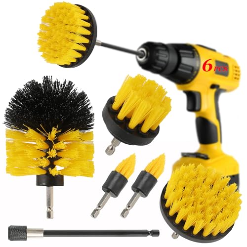 6-Piece Drill Brush Cleaning Kit with Extendable Rod for Home & Car
