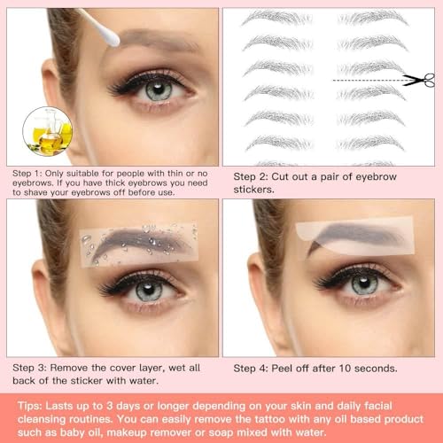 KATIBOLY Eyebrow Tattoo Stickers 84 Pairs Waterproof Hair-Like False Brows