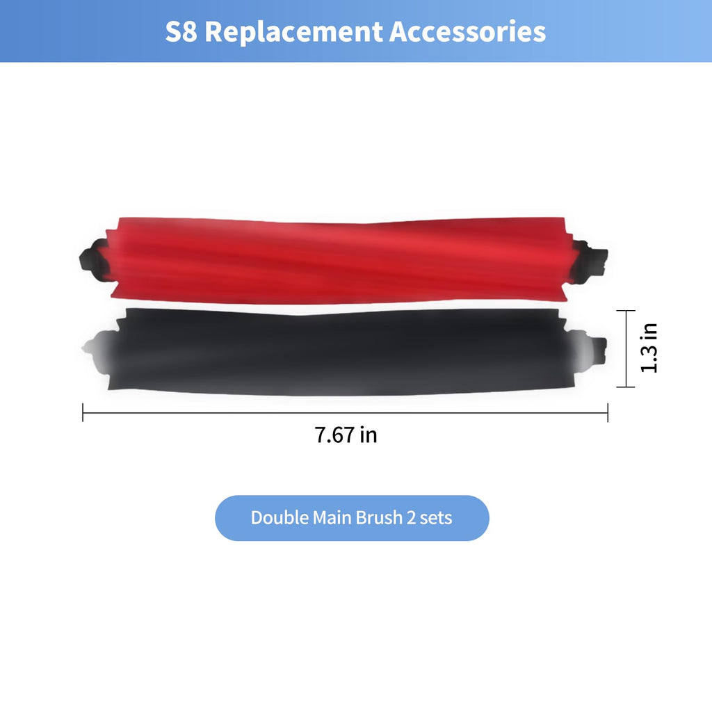 2 Set Dual Main Brush Replacement Parts Compatible with Roborock S8+/S8 Pro Ultra/Q5 Pro+/Q8 Max/Q8 Max+ Robot Vacuum Cleaner Accessories Kit,Replacement Part Roller Brush (2 Main Set)
