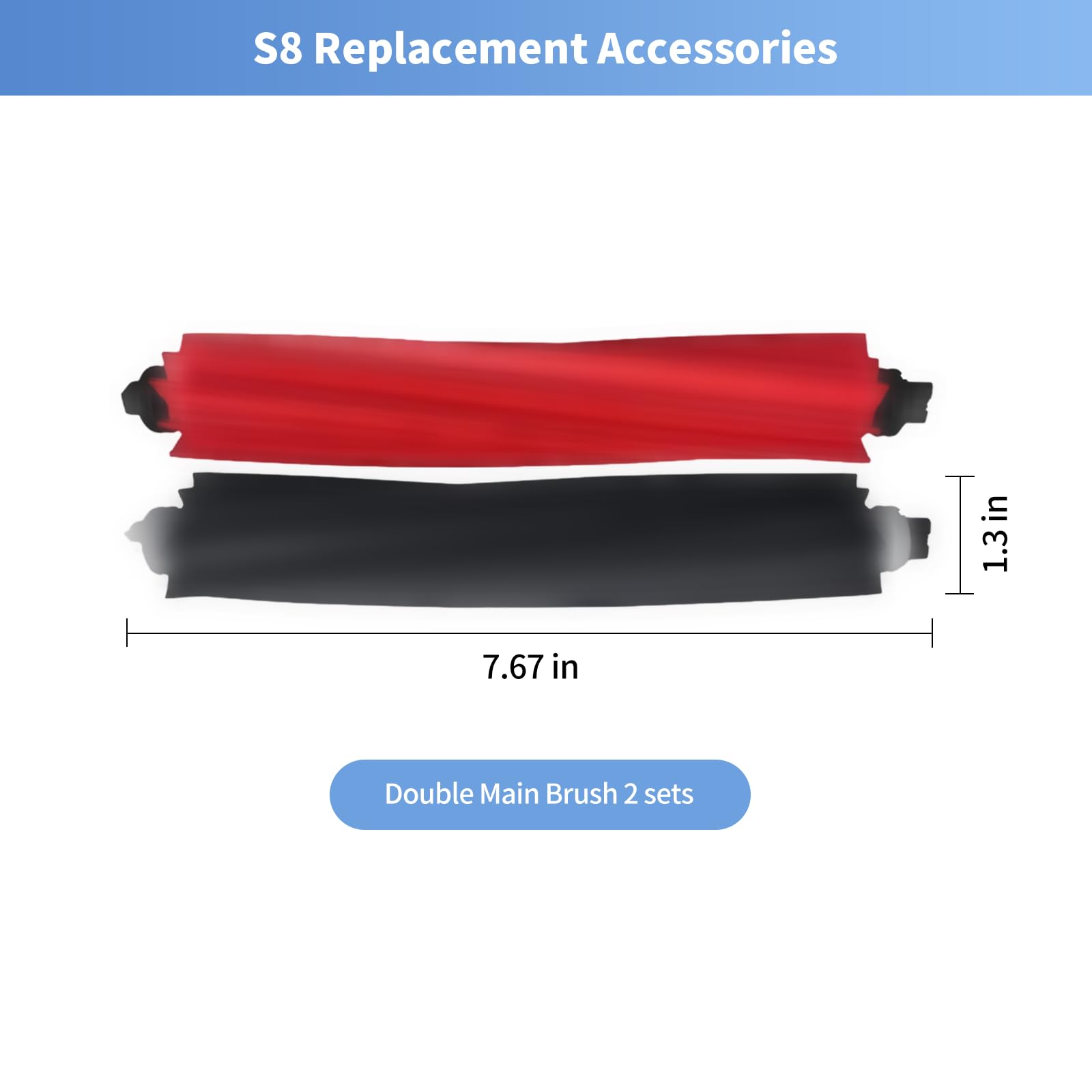 2 Set Dual Main Brush Replacement Parts Compatible with Roborock S8+/S8 Pro Ultra/Q5 Pro+/Q8 Max/Q8 Max+ Robot Vacuum Cleaner Accessories Kit,Replacement Part Roller Brush (2 Main Set)