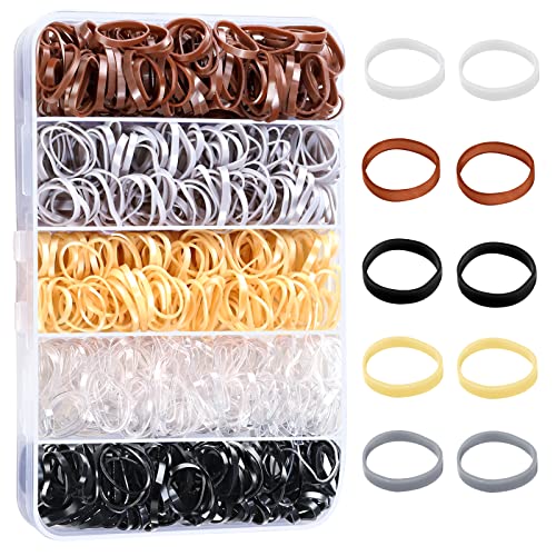 YGDZ 600 Pcs Mini Elastic Hair Bands - Neutral Colors Rubber Hair Ties