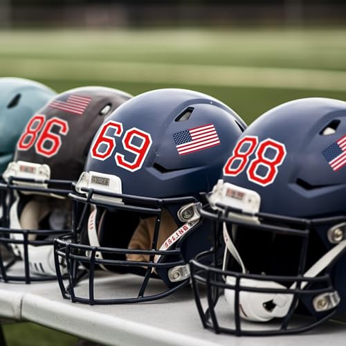 108 Pcs Waterproof Sports Helmet Number Stickers & American Flag Decals