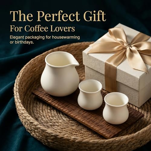 Kurguso 5.5 oz Porcelain Espresso Cups - Set of 2 White Demitasse Mugs