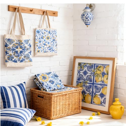 Mediterranean Decoupage Napkins - 36pcs Italian Lemon Tile Designs