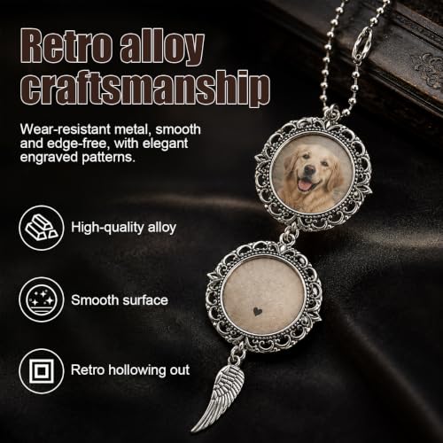 Personalized Memorial Car Rear View Mirror Charm with Custom Photo Frames