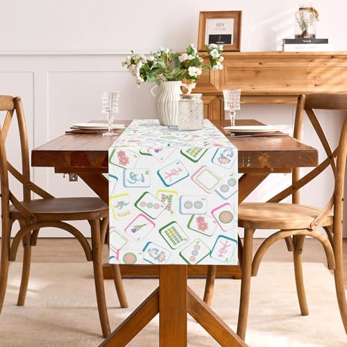 Mahjong Party Table Runner 13" x 72" - Festive Decoration for Game Nights