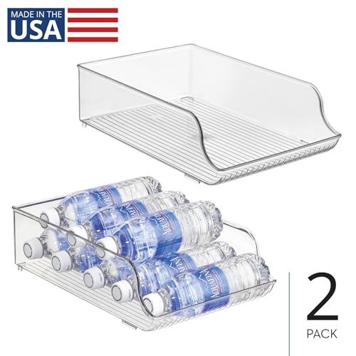 iDesign Clear Plastic Water Bottle Organizer 2-Pack for Fridge