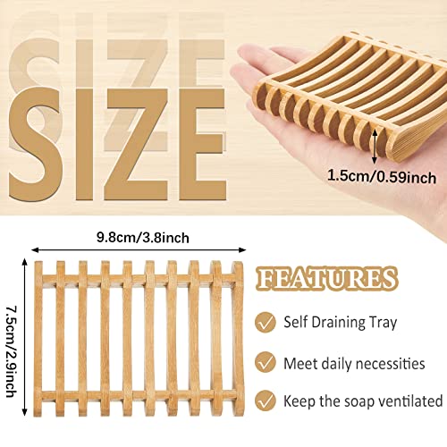 Bamboo Soap Dish Set - 3 Self-Draining Holders for Bathroom & Kitchen