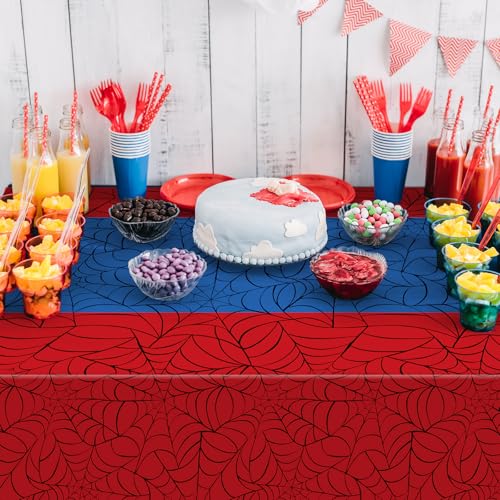 3Pcs Spider Web Hero Disposable Tablecloths - 54x108 Inch Party Table Cover