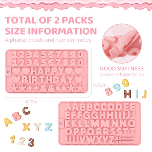 Silicone Chocolate Molds Set - 2PCS Number & Letter Molds for Birthday Cakes
