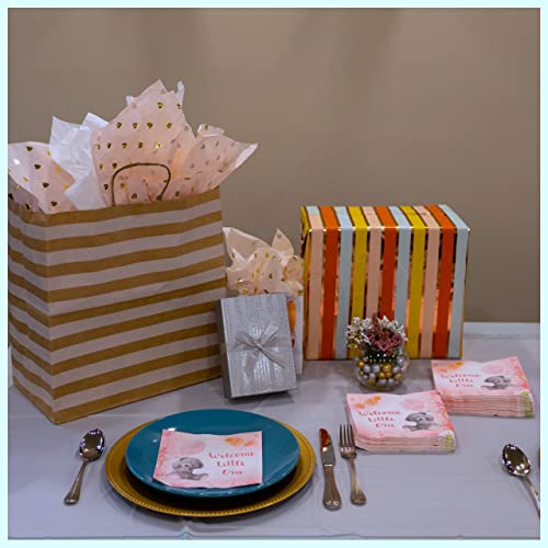 75-Pack Baby Girl Shower Napkins - Pink Teddy Bear Design