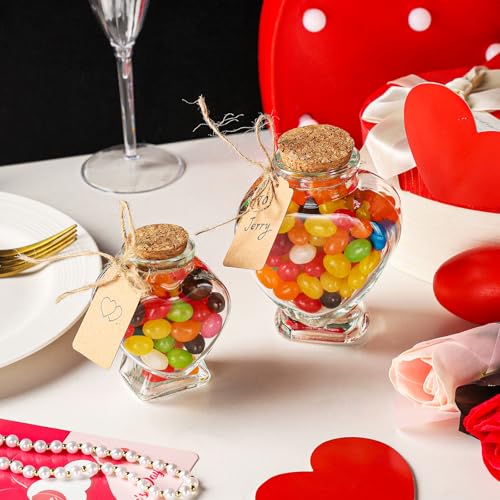 WHJY Heart-Shaped Glass Jars with Cork Lids - 3oz Decorative Containers (2 Pack)