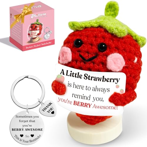 Berry Awesome Handmade Crochet Strawberry Gift with Cheer Up Card