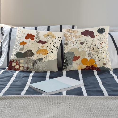 Exqcom Abstract Floral Boho Throw Pillow Covers 18x18 Set of 2