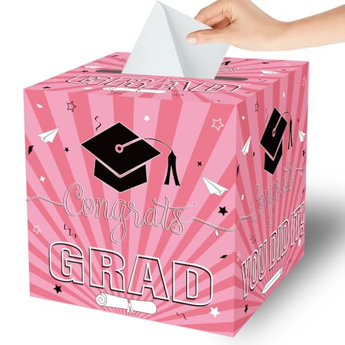 Pink Graduation Card Box for Class of 2026 Decorations