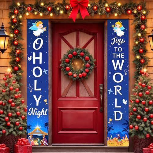 Outdoor Nativity Banner 71x12 Inch - Weatherproof Holiday Decor Set