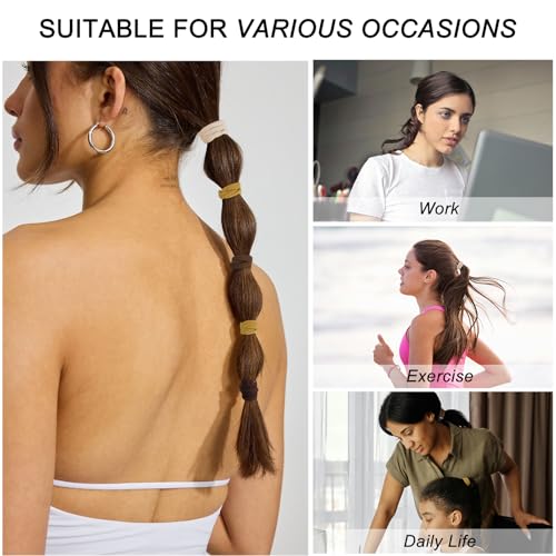 20PCS Brown Hair Ties Elastic Seamless Thick Ponytail Holder for Women