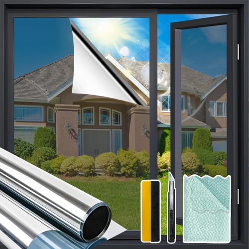 Niviy One Way Window Privacy Film, Silver Heat Blocking Tint 17.7 x 78.7 In