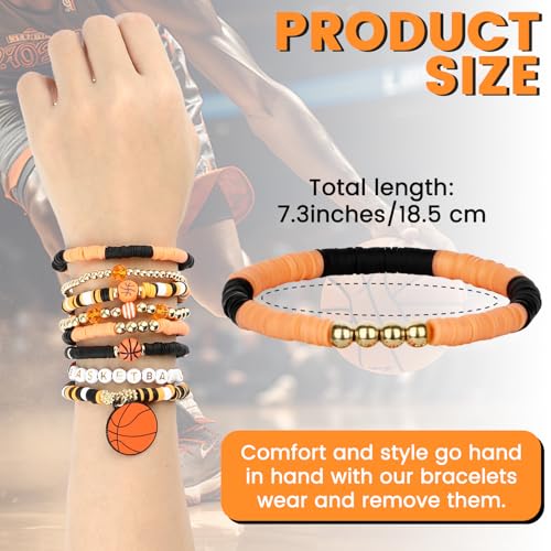 8 Pack Stackable Sports Beaded Bracelets for Women Game Day Team Gifts