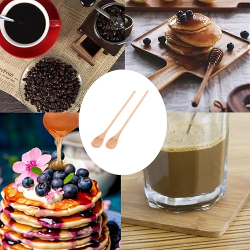Natural Wooden Honey Spoons - 2 Pcs Birch with Long Handle