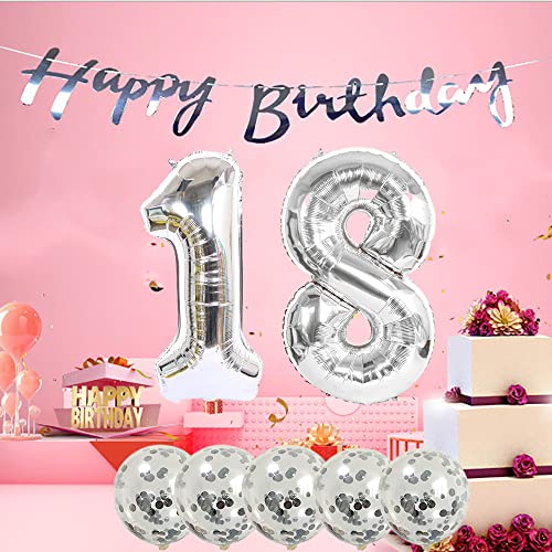 Silver 44th Birthday Decoration Kit with Foil Balloons & Banner