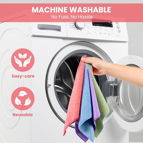 SIFANGKE Microfiber Cleaning Cloths, 12 Pack Assorted Colors, 11.8" x 11.8"