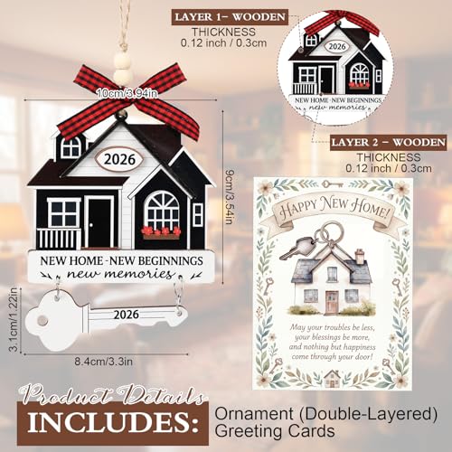 2026 New Home Ornament with Greeting Card - Handcrafted Wooden Keepsake