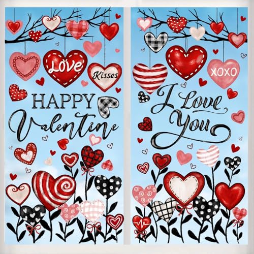 Valentine's Day Window Clings Stickers - 6 Sheets Oil Painting Heart Decals