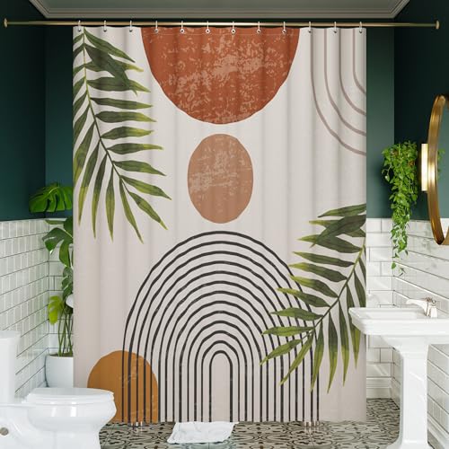 KIBAGA Mid-Century Boho Shower Curtain 72x84 - Stylish Bath Decor