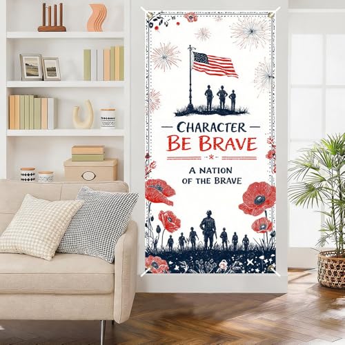 Patriotic Soldier Door Banner for Independence Day - 35.4 x 71 Inch