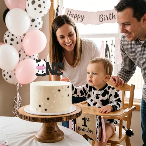 Cow 1st Birthday Cake Topper | Farm Animal Party Decoration