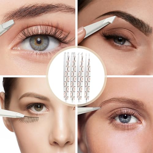COSHAYSOO Aesthetic Precision Tweezers Set with Plaid Leather Case