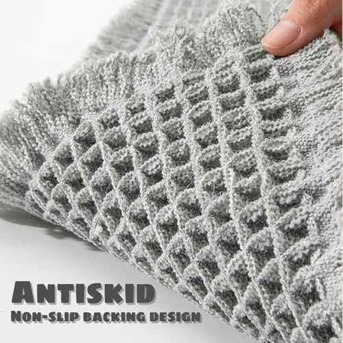 Waffle Knit Bath Mat - 16x24 Inch Non-Slip Washable Bathroom Rug