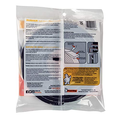 Frost King R534H Sponge Rubber Foam Tape 3/4 W x 5/16 T - Black, 10 ft