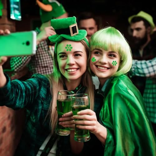 St. Patrick's Day Temporary Tattoos - 15 Sheets Shamrock Face Stickers