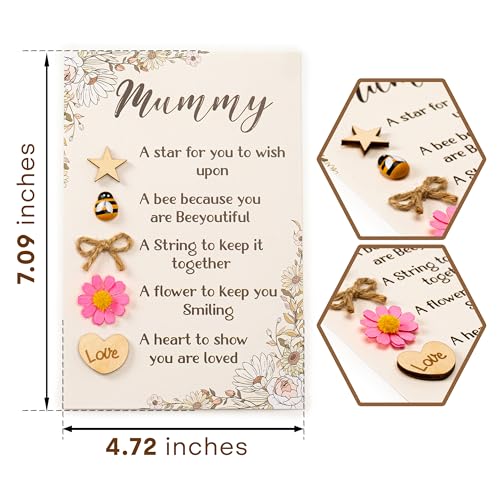 RUSATEN Handmade Mothers Day Card with Wooden Heart and Twine