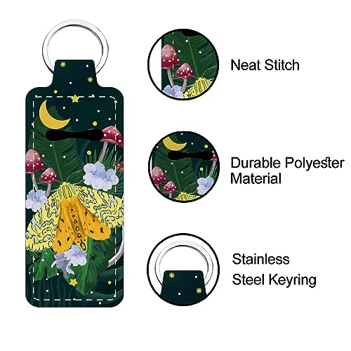 FREEBLOSS 2Pcs Chapstick Holder Keychain, Cute Lipstick Pouch with Keychain Ring