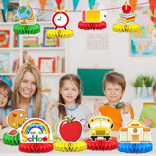 9-Piece Back to School Honeycomb Centerpieces Set for Classrooms