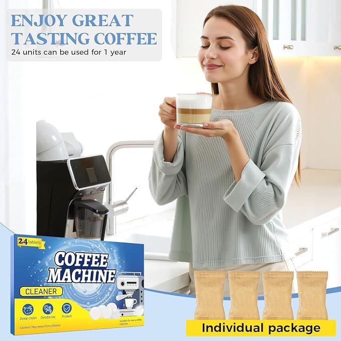 Pakimi 24-Pack Coffee Maker Cleaner Descaler Tablets for Espresso Machines
