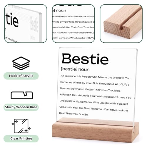 Inspirational Acrylic Plaque with Wooden Stand for Best Friends