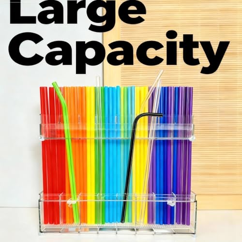 Clear Acrylic Straw Holder Organizer – Removable & Washable Cabinet Storage Rack