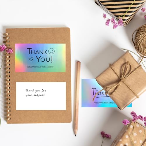 Holographic Thank You Cards Set - 240 Pcs, 6 Unique Designs