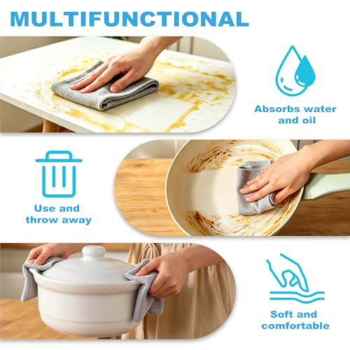 Grey 55-Pack Microfiber Cleaning Cloth Roll - 9x11 Inch Reusable & Lint-Free for Car, Kitchen & Home Cleaning