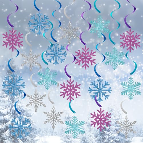 Frozen Snowflake Hanging Decorations Set - Winter Party Streamers & Ornaments