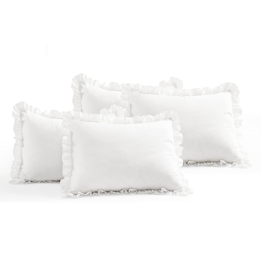Lush Decor Ruffle Skirt Daybed Cover 5 Piece Set 39"W x 75"L White - Ruffled Bedding Set - Farmhouse Bedding Twin Bedspread - Twin Bedspread