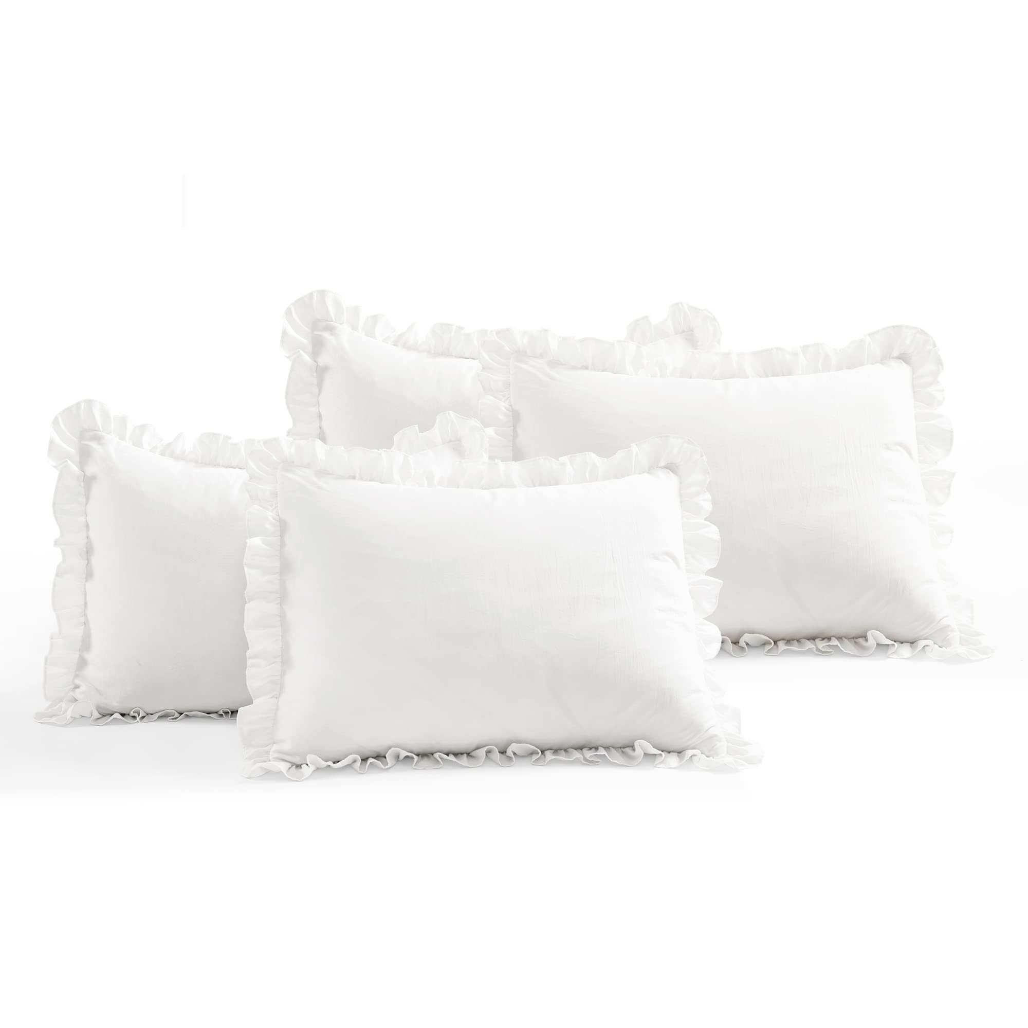 Lush Decor Ruffle Skirt Daybed Cover 5 Piece Set 39"W x 75"L White - Ruffled Bedding Set - Farmhouse Bedding Twin Bedspread - Twin Bedspread