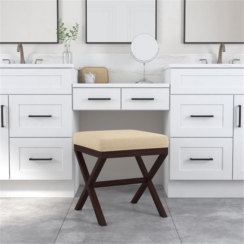 Hillsdale Morgan Upholstered Backless Vanity Stool for Make up Room or Bathroom, Espresso