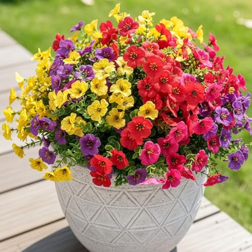 UV Resistant Artificial Flowers - 14 Bundles for Outdoor Decoration