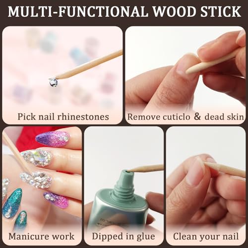 YOLCAR 200PCS Orange Wood Nail Sticks, 4.5-Inch Double Sided Cuticle Pusher