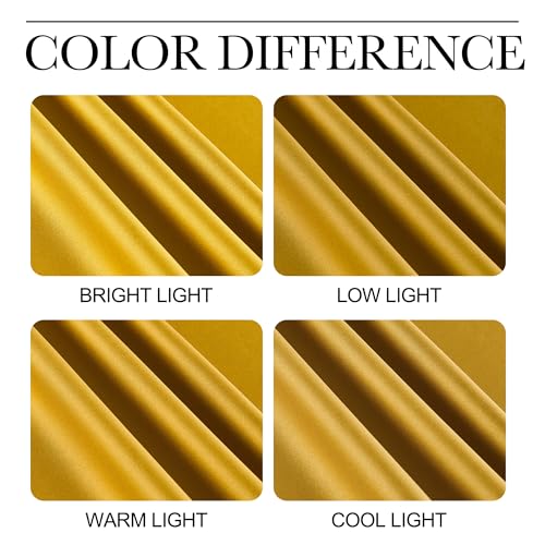 NICETOWN Gold Faux Silk Blackout Curtains, 42"W x 36"L, 2-Panel Set
